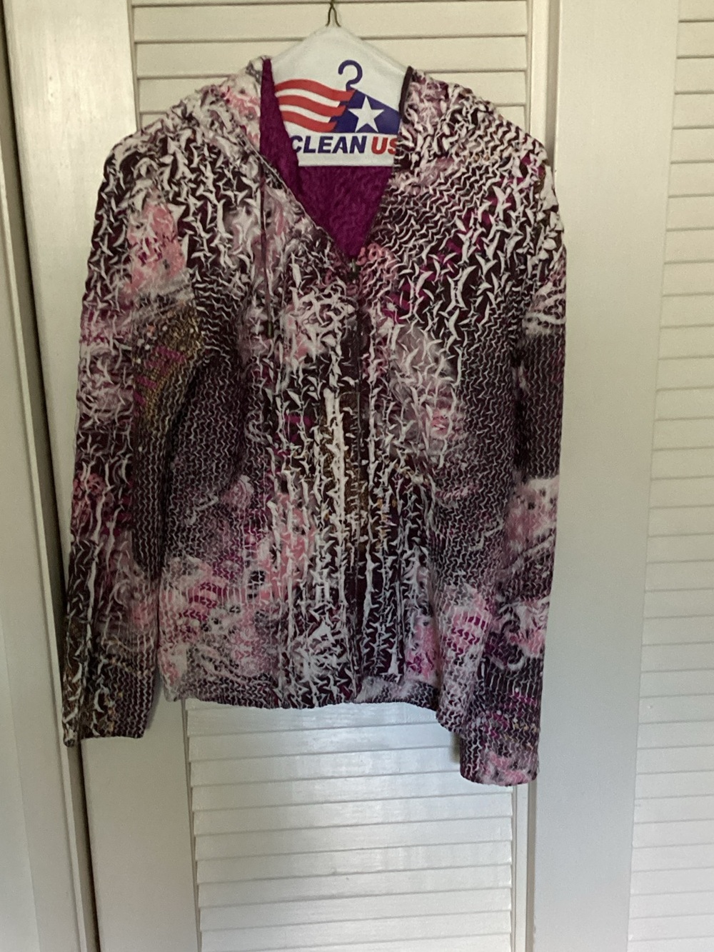 Women's Pink & Brown Patterned Zip Hoodie - Clean USA